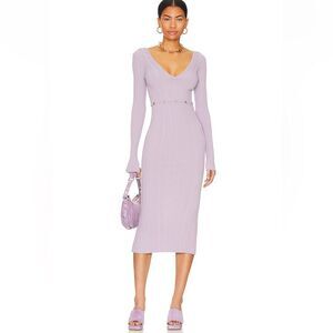 LPA Delaire knit midi dress skirt top button off dusty Purple Revolve NWT XL
